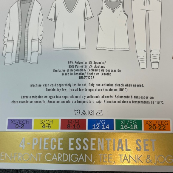 Live 2 Lounge Heather Charcoal 4 Piece Essential Pajama Set Women's Size L 12-14 - Picture 3 of 7